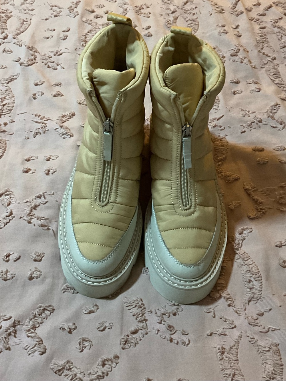 Dolce Vita Light Yellow Puffer Zip Boots
